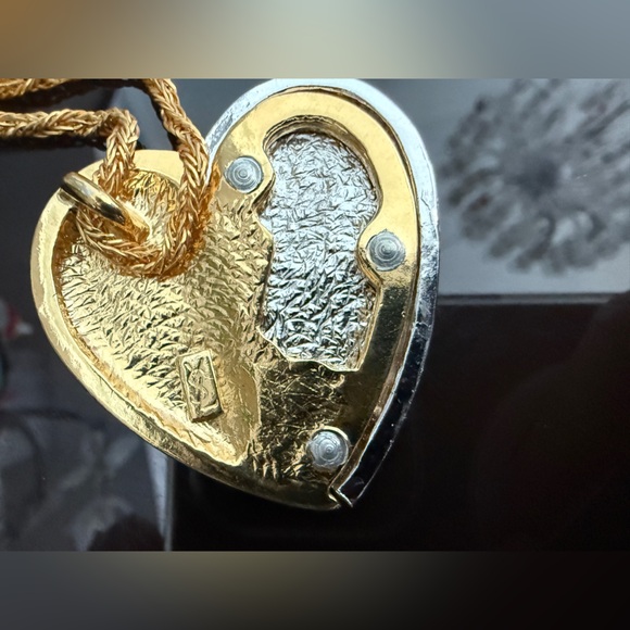 LOT 2033 18K gold plated Yves Saint Laurent vintage two tone necklace - Picture 5 of 8